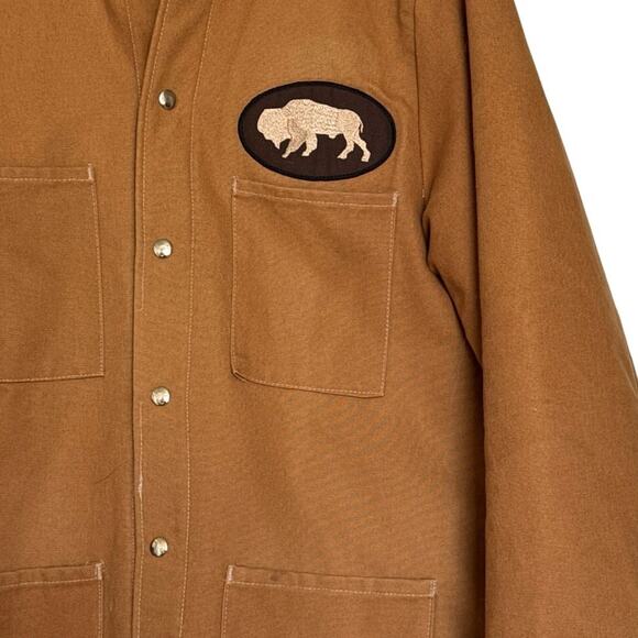 Heavy-Duty Work Jacket Wool Lined, Brown Canvas Carhartt Style Mens L 42-44 EUC - Picture 5 of 9